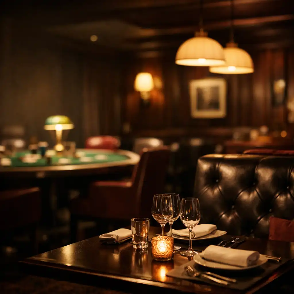 Warm leather booth seating and timber panelling inside the Felta Venue dining and card lounge